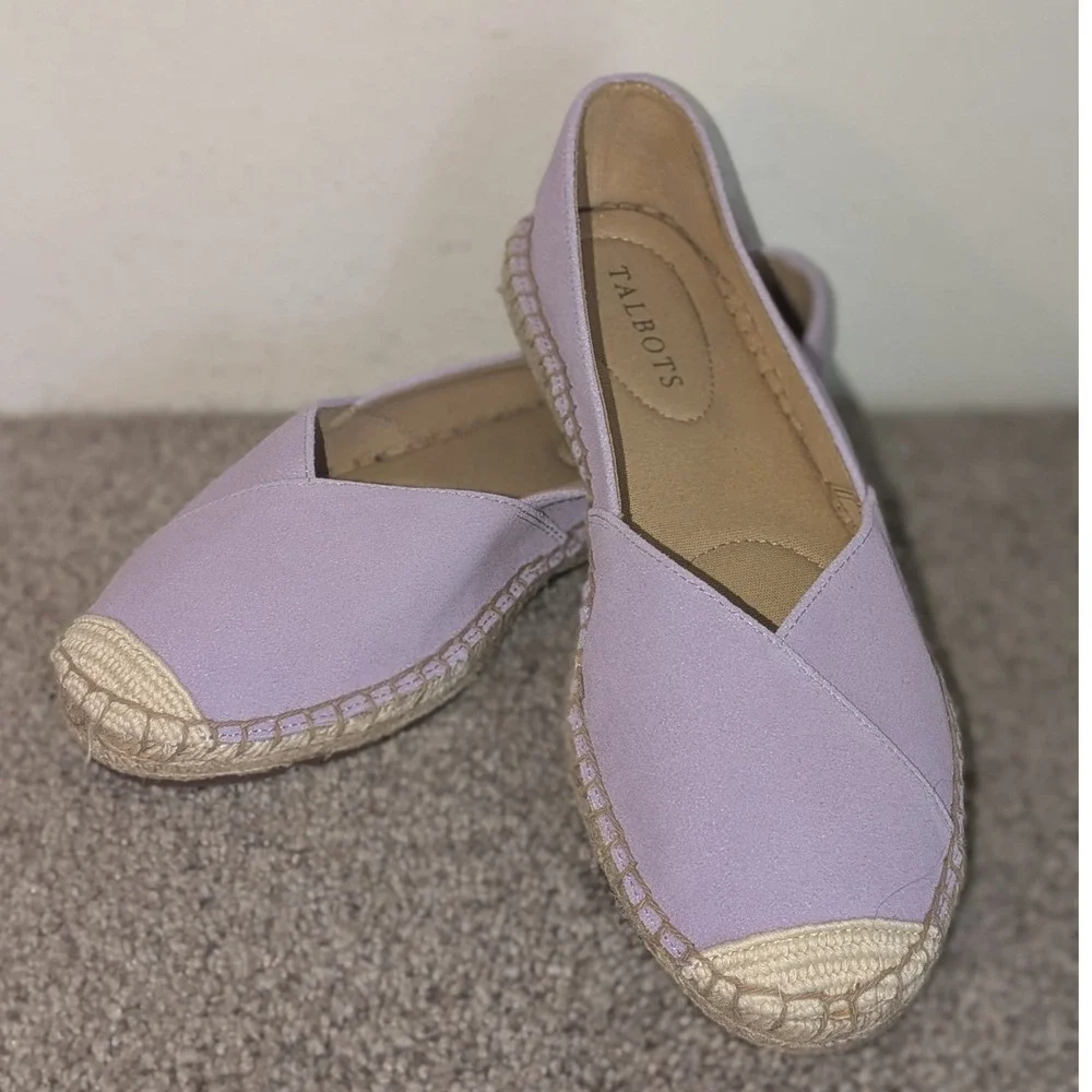 Talbots Womens‎ Lavender Purple Suede Leather Espadrille Flats Shoes Size 7 NWOT